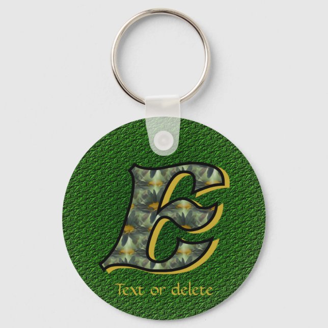 Monogramm Initiale E Gänseblümchen Kunst Personali Schlüsselanhänger (Vorderseite)