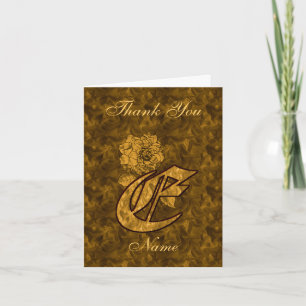 Monogramm Initiale E Gold Satin Pfingstrose Person Dankeskarte