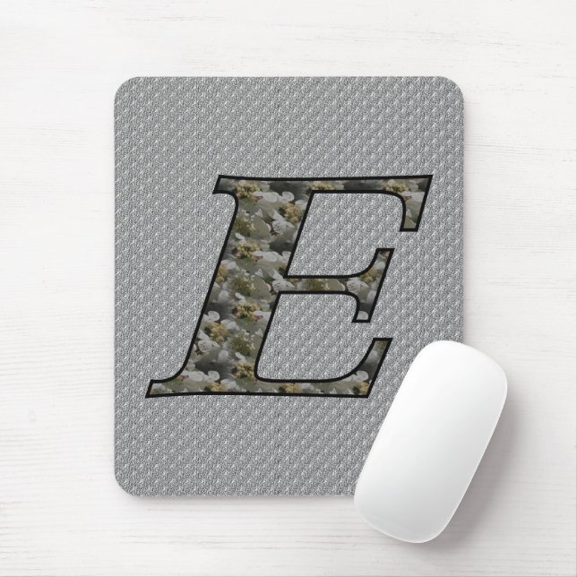 Monogramm Initiale E Hortensienblüten Mousepad (Mit Mouse)