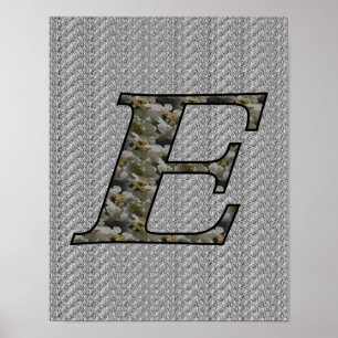 Monogramm Initiale E Hortensienblüten Poster