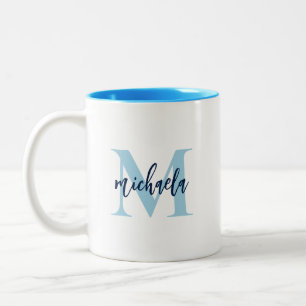 Monogramm Initiale Elegant Handschriftlicher Name Zweifarbige Tasse