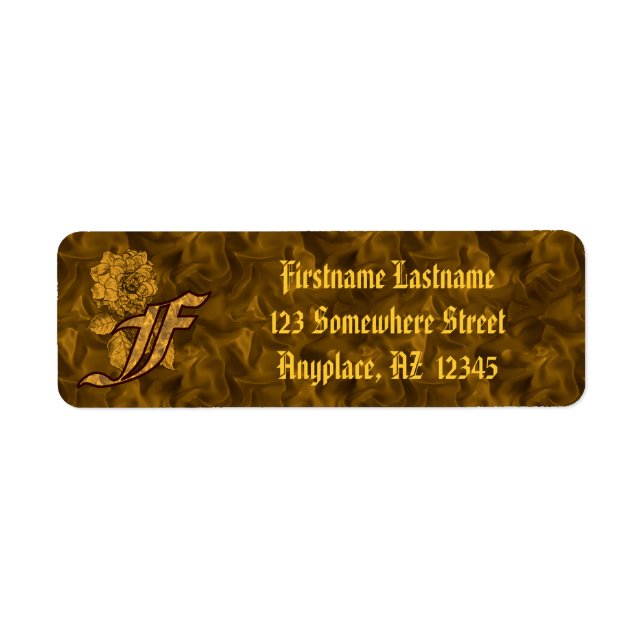Monogramm Initiale F Gold Pfingstrose Rücksendeadr (Vorne)