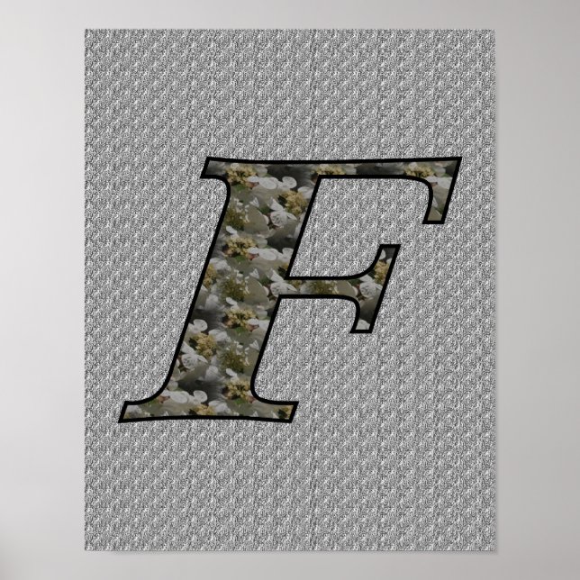 Monogramm Initiale F Hortensie  Poster (Vorne)