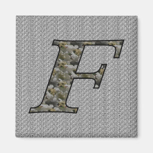 Monogramm Initiale F Hortensien-Blumen  Magnet
