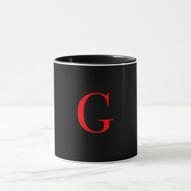 Monogramm Initiale G Alles Schwarze Kombination  Tasse (Zentrum)