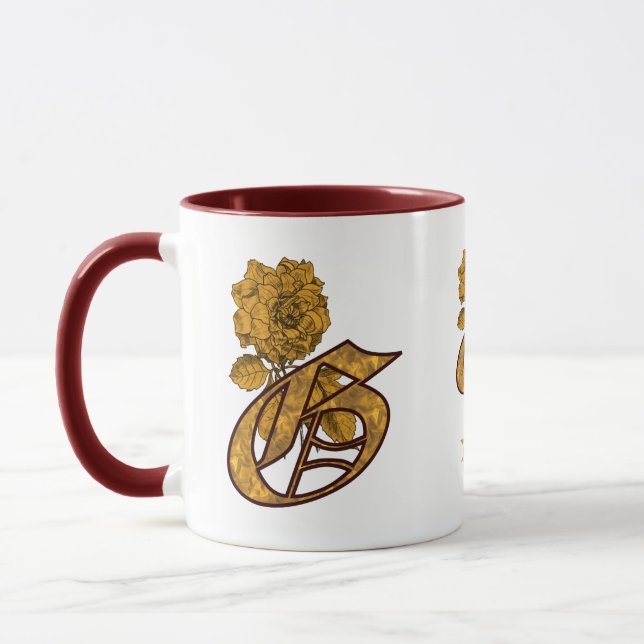 Monogramm Initiale G Elegantes Gold Pfingstrose Pe Tasse (Links)