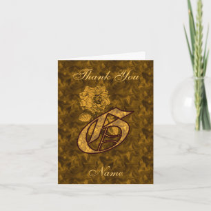 Monogramm Initiale G Gold Satin Pfingstrose Person Dankeskarte