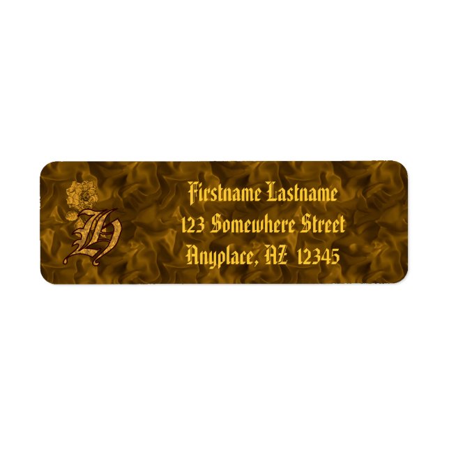 Monogramm Initiale H Gold Pfingstrose Rücksendeadr (Vorne)