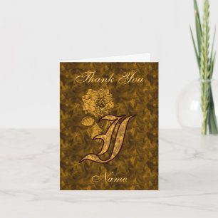 Monogramm Initiale I Gold Satin Pfingstrose Person Dankeskarte