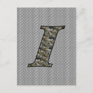 Monogramm Initiale I Hortensienblüten Postkarte