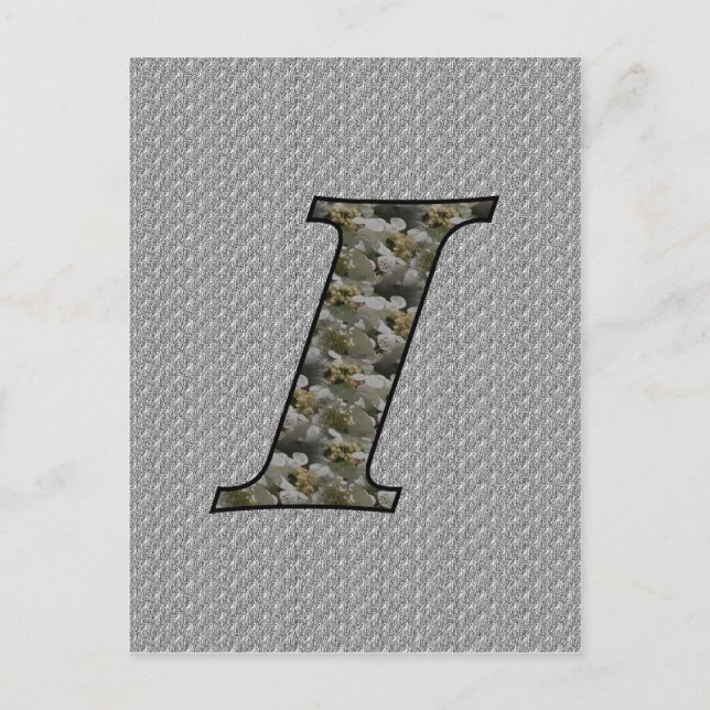 Monogramm Initiale I Hortensienblüten Postkarte (Vorderseite)