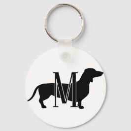 Monogramm Initiale Ich liebe Dachshunds Silhouette Schlüsselanhänger