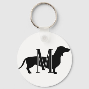 Monogramm Initiale Ich liebe Dachshunds Silhouette Schlüsselanhänger