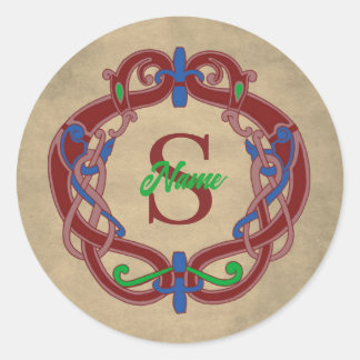 Monogramm Initiale keltische Gestaltung personalis Runder Aufkleber
