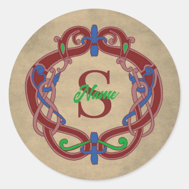 Monogramm Initiale keltische Gestaltung personalis Runder Aufkleber (Vorderseite)