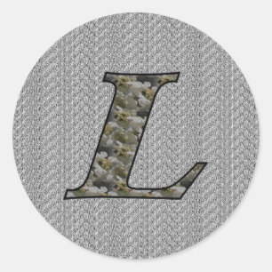 Monogramm Initiale L Hortensienblüten Runder Aufkleber