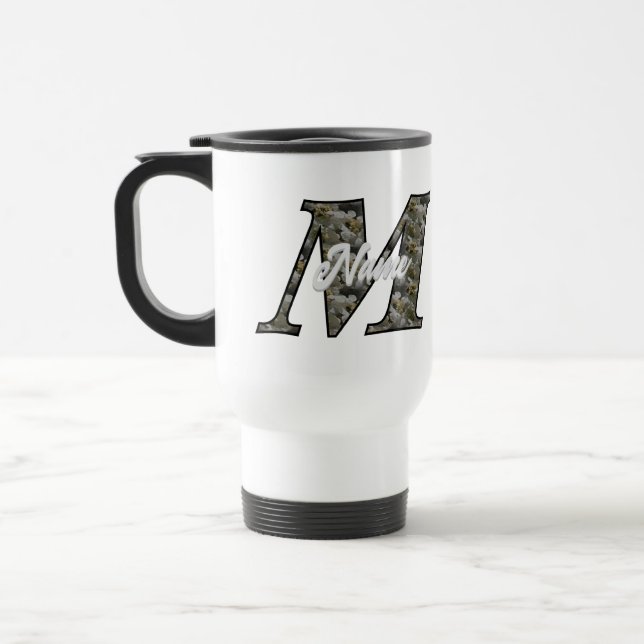 Monogramm Initiale M Hortensien Blumen Personalisi Reisebecher (Links)