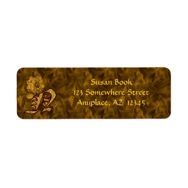 Monogramm Initiale N Gold Pfingstrose Rücksendeadr (Vorne)