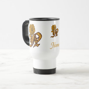 Monogramm Initiale N Goldene Pfingstrose Personali Reisebecher