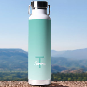 Monogramm Initiale Name Schriftverlauf Teal Grün Trinkflasche