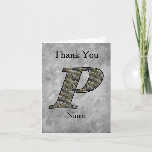 Monogramm Initiale P Hortensien Blumen Personalisi Dankeskarte (Vorderseite)