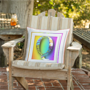 Monogramm Initiale Q Regenbogen Kissen