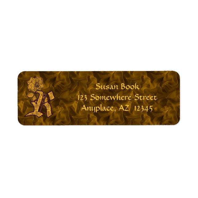 Monogramm Initiale R Gold-Pfingstrose Rücksendeadr (Vorne)