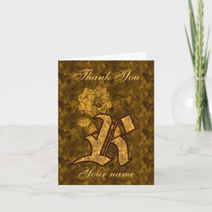 Monogramm Initiale R Gold Satin Pfingstrose Person Dankeskarte