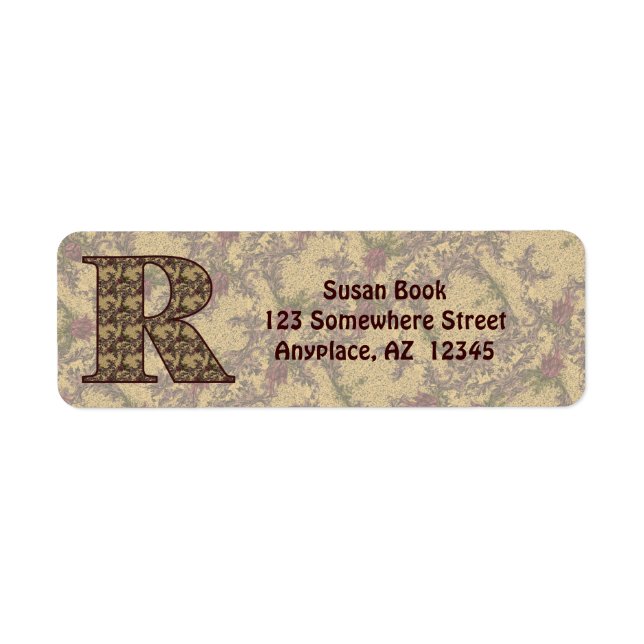 Monogramm Initiale R Vintage-Blumen-Rücksendeadres (Vorne)