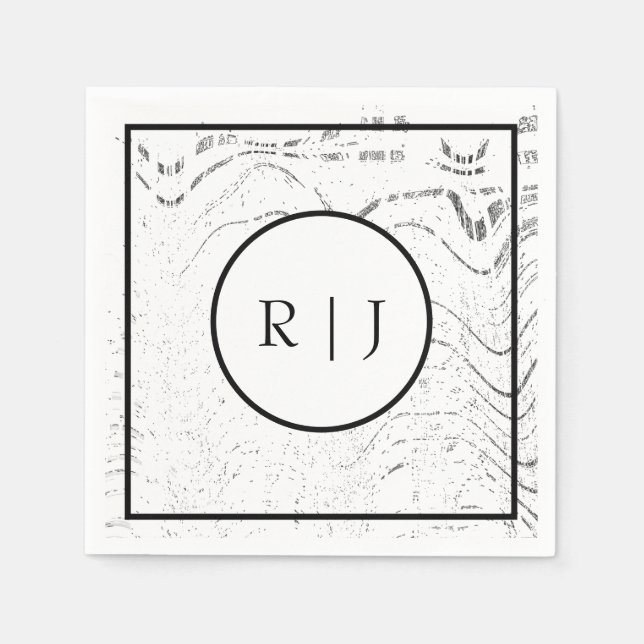 Monogramm Initiale Schwarz Weiß Abstrakt Coole Hoc Serviette (Vorderseite)