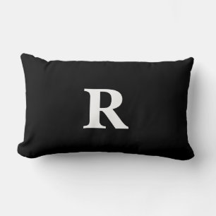 Monogramm Initiale Schwarz Weiß Einfach Elegantes  Lendenkissen