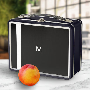 Monogramm Initiale Schwarz Weiß Minimalistisch Ret Metall Brotdose