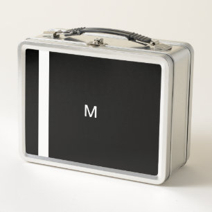Monogramm Initiale Schwarz Weiß Minimalistisch Ret Metall Brotdose
