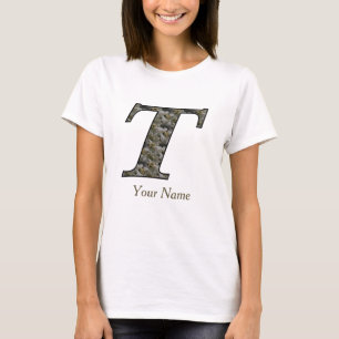 Monogramm Initiale T Hortensien Blumen Personalisi T-Shirt