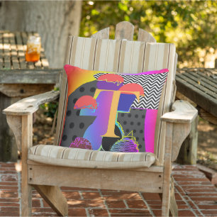 Monogramm Initiale T Multi Kissen