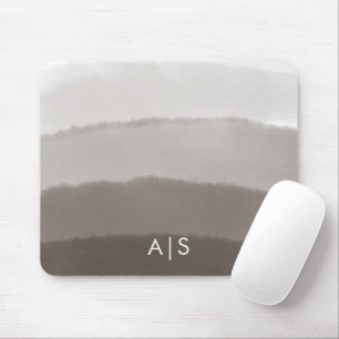 Monogramm Initiale Wasserfarbe Davy Gray Ombre Mousepad