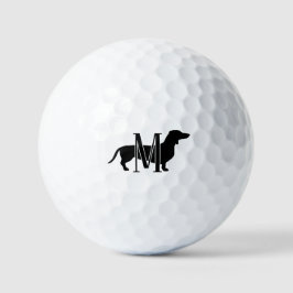 Monogramm Initiale Wiener Hund Silhouette Golfball