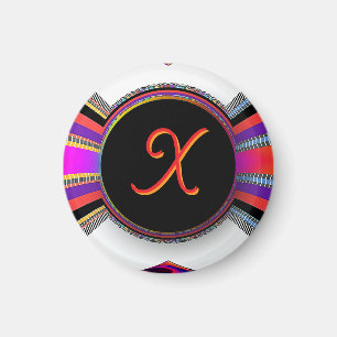 Monogramm Initiale X Regenbogen  Magnet