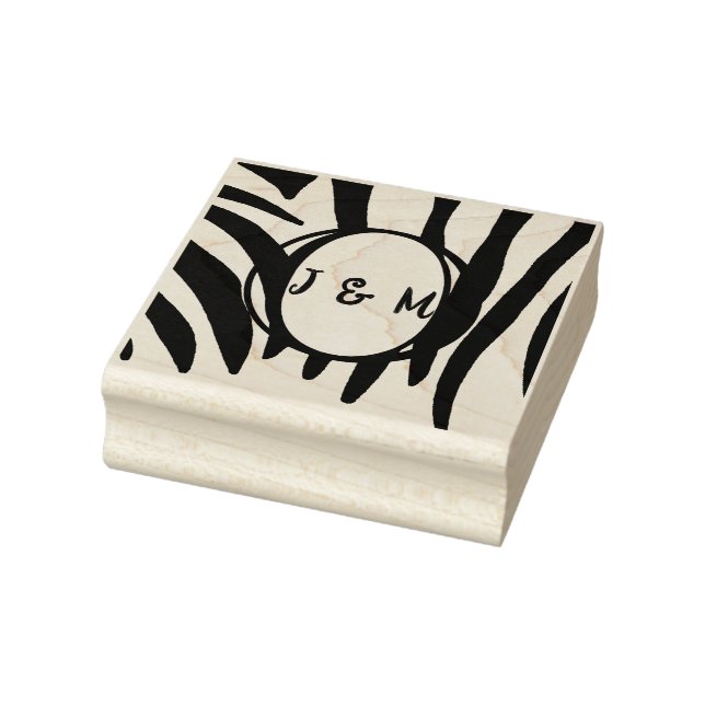 Monogramm-Initialen auf Zebra Print-Briefmarke Gummistempel (Stempel)