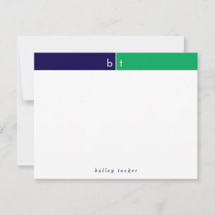 Monogramm Initialen Blau Grün Band Schreibwaren Mitteilungskarte