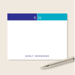 Monogramm-Initialen Blau- und Türkis-Band Schreibw Mitteilungskarte<br><div class="desc">Dieses einfache, moderne Design enthält ein 2-Farben-Band mit 2 Initialen und Namen/Text am unteren Ende. Klicken Sie auf die Schaltfläche "Anpassen", wenn Sie die Designelemente anpassen und/oder den Text weiter ändern möchten! Variationen dieses Designs, zusätzliche Farben sowie passende Produkte sind in unserem Shop unter zazzle.com/store/doodlelulu erhältlich. Kontaktieren Sie uns, wenn...</div>