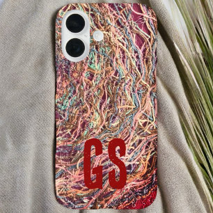 Monogramm Initialen bunt abstrakte Muster gürtlich iPhone 16 Hülle