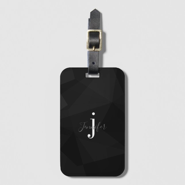 Monogramm-Initialen der Black Modern Classy Indivi Gepäckanhänger (Vorderseite Vertikal)