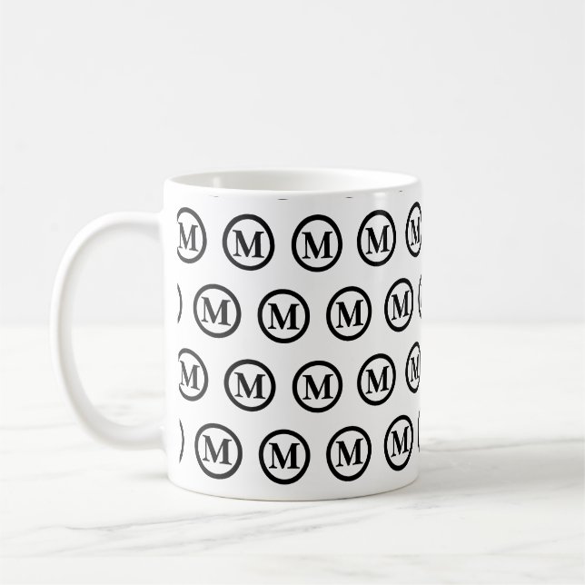 Monogramm-Initialen, einfach schwarz-weiß Kaffeetasse (Links)
