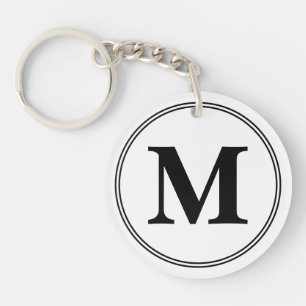 Monogramm-Initialen, einfach schwarz-weiß Schlüsselanhänger