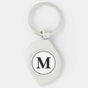 Monogramm-Initialen, einfach schwarz-weiß Schlüsselanhänger