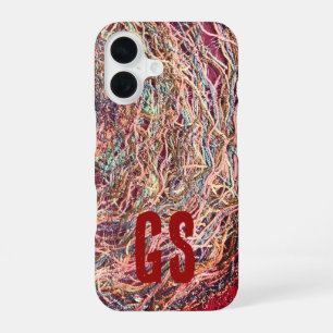 Monogramm Initialen farbenfrohes abstraktes Muster iPhone 16 Hülle
