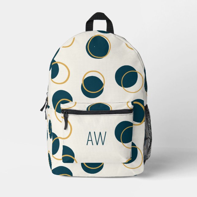 Monogramm-Initialen für blaue goldene geometrische Bedruckter Rucksack (Vorderseite)