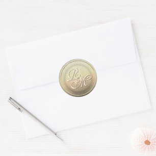 Monogramm-Initialen für den Look von Gold-Siegel-G Runder Aufkleber