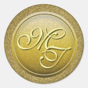 Monogramm-Initialen für den Look von Gold-Siegel-G Runder Aufkleber